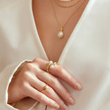 [Worn by Baby Monster Ahyeon, Kim Yuna] Freshwater Pearl Stacking 925 Silver + 14k gold plating Ring R058-06G