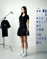 [UPDRAFT]PRINT COTTON CROP T-SHIRT BLACK