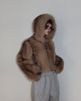 Like Hood Zip-Up Fur Jacket