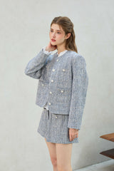 CHERISH TWEED JACKET / SKY BLUE