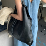 [ビッグバッグ/ノックストレージ🖤] リオブラックレザーショルダーバッグボブサンバッグスチューデントバッグラップトップオフィスワーカーバッグ 1 color