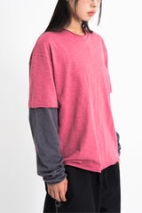 スラブクロップレイヤーTシャツ