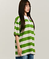 939 SMALL LOGO POLO T-SHIRTS (GREEN/OATMEAL)