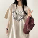 フェイスハートボクシーフィット半袖Tシャツ