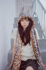 Leopard reversible hood muffler (brown)