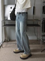 ASCLO Brush Wash Semi Wide Denim Pants (3color)