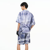 RELABEL Inverted Cowboy Digital Printing Short-Sleeve Shirt, West Coast Hip-Hop Full-Print Trendy Brand Shirt