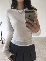 ウールラウンドネックTシャツ