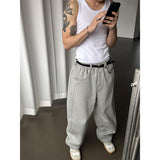 [Unisex] ベルトワイドスウェットパンツ (2color)