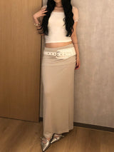 Jelly Shirring Long Skirt