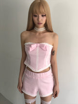 レースコルセットトップ (Pink)