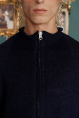 ARGYLE ZIP-UP KNIT / NAVY