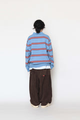 Colored striped collar knitwear