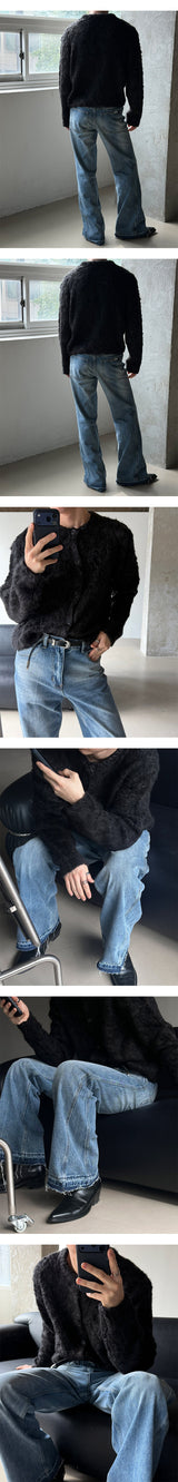 [Unisex]  フェードカットロングフレアデニムパンツ