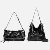 Y2K Stud Buckle 2-Way Moto Shoulder Bag