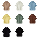 ASCLO オープンカラーショートスリーブニットTシャツ (8color)