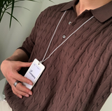 nade Cable Collar Button Standard Knit