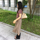 リナストリッピードキャップスリーブショートスリーブTシャツ2 カラーズ