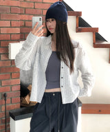 モグクロップドチェックシャツ