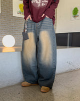 ラボンサイドタックワイドデニムパンツ