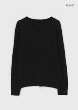 [MADE] Anton Cable V-Neck Knit