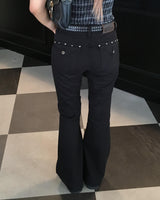 Back stud boots cut pants