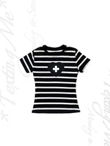 Y2K Heart Cross Striped Tee - Slim Fit Cute Top