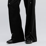 rivet wide flare banding slacks black