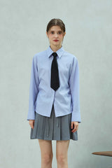 LOWELL SLIM FIT STRIPE SHIRRLING SHIRT / SKY BLUE