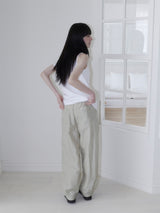 NYLON STUD PINTUCK PANTS (SAND BEIGE)