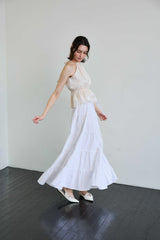PEARL HALTERNECK TOP / IVORY