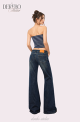 deep blue flow bootcut denim pants, regular (LONG)