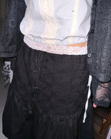 (2color) Flower Embroidery Flare Midi Skirt