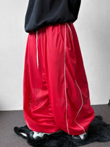 Girlish Mesh Track Bermuda Piping Pants 3color