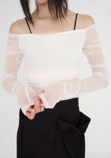 Ara off-Shoulder Mesh Tee