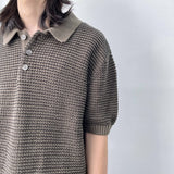 ミューテッド グリッド ニット ショートスリーブ トップ