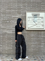 Two-way two-line crunchy wide trek long pants (3 colors)