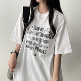 ルックルイラストレーションレタリングボクシーショートスリーブTシャツ