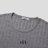 [HFORUS MADE]Forus ニットプリーツUネックロングスリーブス イン ブラック