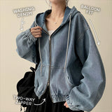 Heat-to-Way Washing Denim Hood Zip-Up