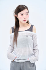 オフショルダーレイヤードTシャツ / off shoulder layered TEE