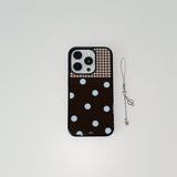 [MADE] [+MagSafe] DOT PATCH PHONE CASE BROWN (glass black bumper)