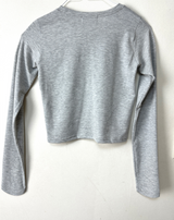 ベーシックボウディテールセミクロップドストレッチラウンドUネック長袖Tシャツ