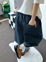 BASIC STITCH WIDE 7 8 ロングバミューダ 🖤💙2COLOR