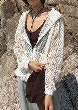 PUNCHING KNIT HOOD ZIP-UP