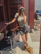 vintage multi-pocket short pants