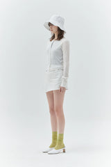 KIRSH PLAIN SEE THROUGH CROP CARDIGAN - WHITE