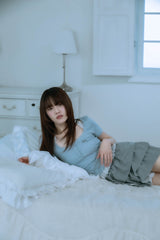 レースフリルTシャツ(ブルー)
