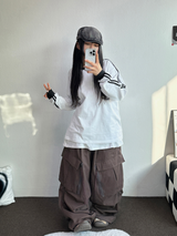 ジッパーカーゴ🤐キーリングカーゴバルーンオーバーパンツ 🧸🧇🩶🖤4カラー