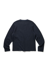 シグネチャーロゴワッフル長袖Tシャツ (ネイビー)